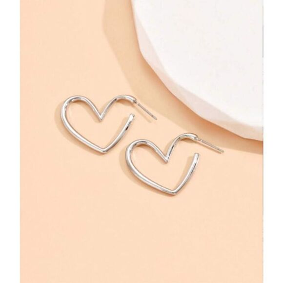 Heart Hoop Earrings - Picture 2 of 4